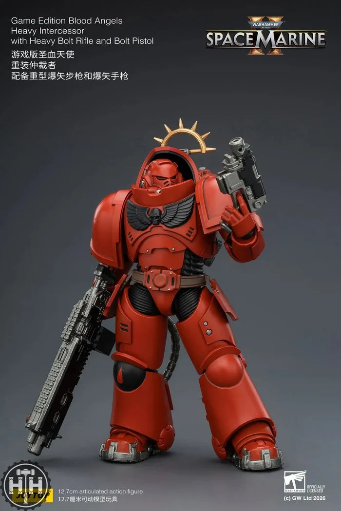Joytoy Game Edition Blood Angels Heavy Intercessor with Heavy Bolt Rifle and Bolt Pistol - JT03660 JoyToy