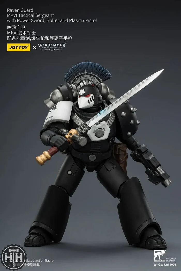 Joytoy Raven Guard MkVI Tactical Sergeant with Power Sword, Bolter and Plasma Pistol - JT03950 JoyToy
