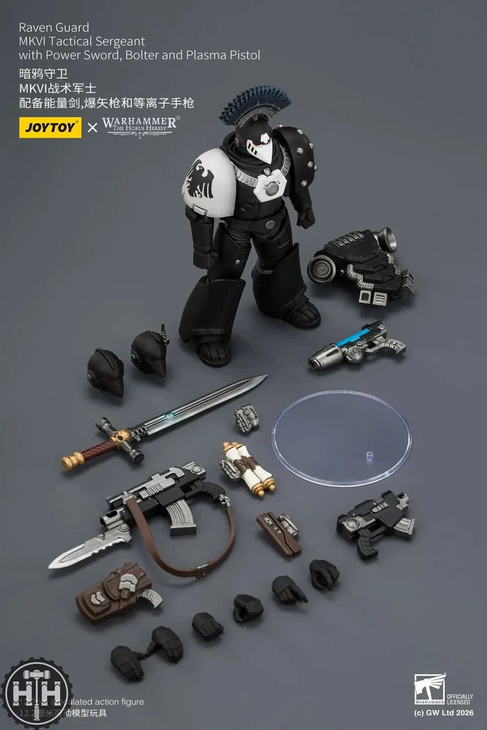 Joytoy Raven Guard MkVI Tactical Sergeant with Power Sword, Bolter and Plasma Pistol - JT03950 JoyToy