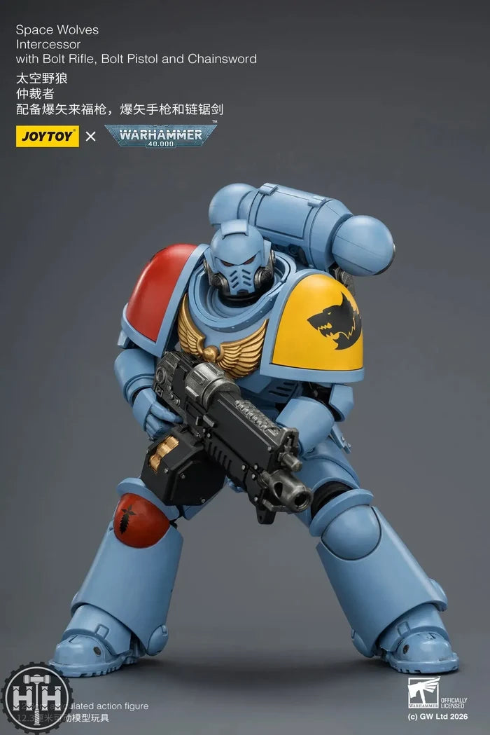 Joytoy Space Wolves Intercessor with Bolt Rifle, Bolt Pistol and Chainsword - JT03851 JoyToy