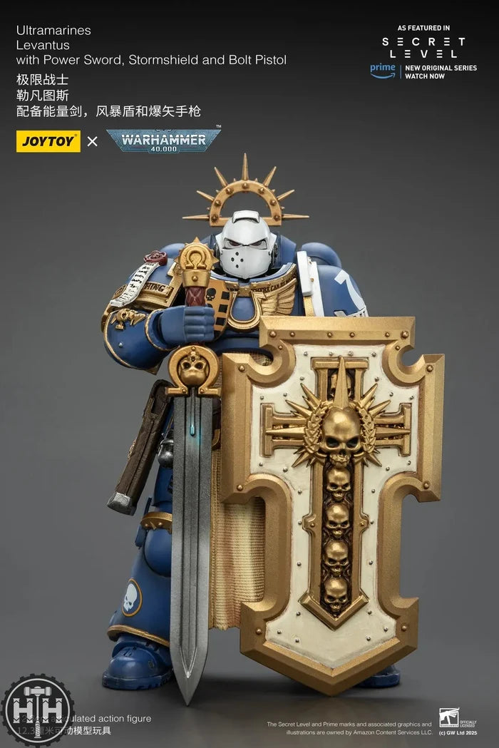 Joytoy Ultramarines Levantus with Power Sword, Stormshield and Bolt Pistol - JT02793 JoyToy