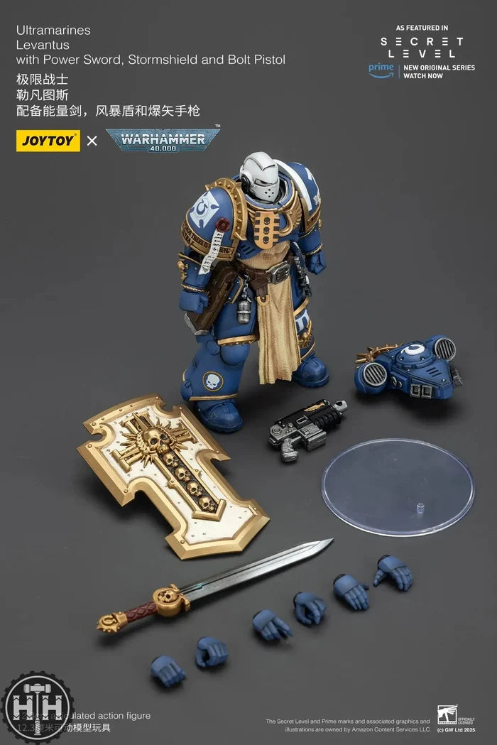 Joytoy Ultramarines Levantus with Power Sword, Stormshield and Bolt Pistol - JT02793 JoyToy