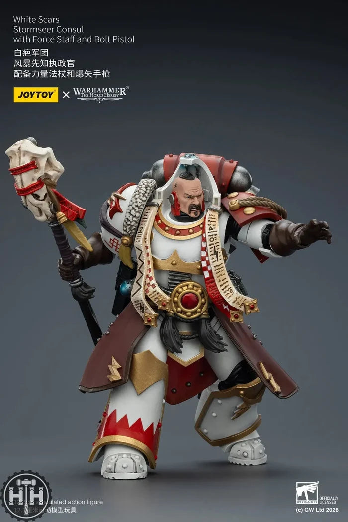 Joytoy White Scars Stormseer Consul with Force Staff and Bolt Pistol - JT03585 JoyToy