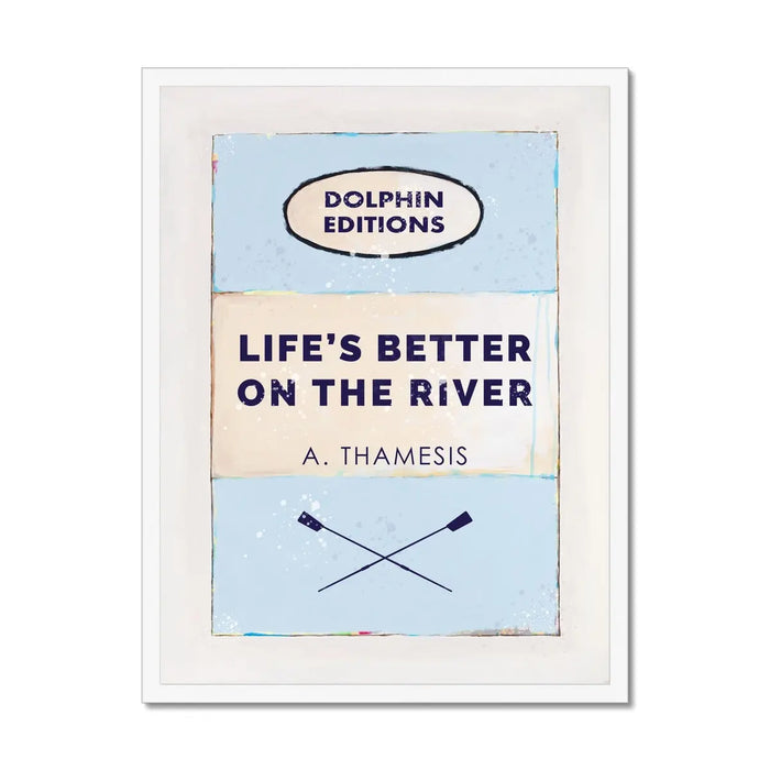 Life's Better on the River (Vintage Book Art) - Framed - Beach House Art