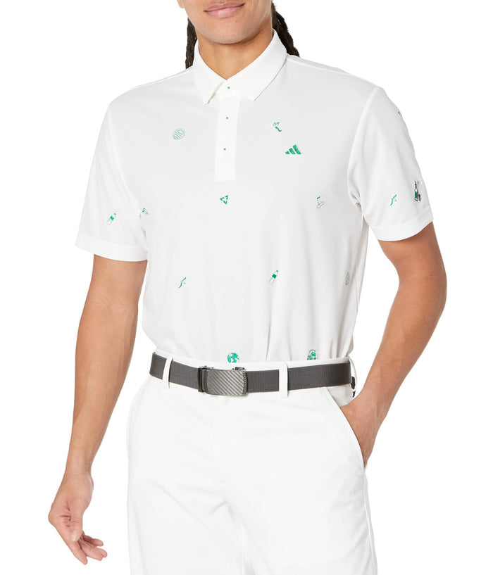 Adidas Mens Golf Pg Short Sleeve Mono Po White