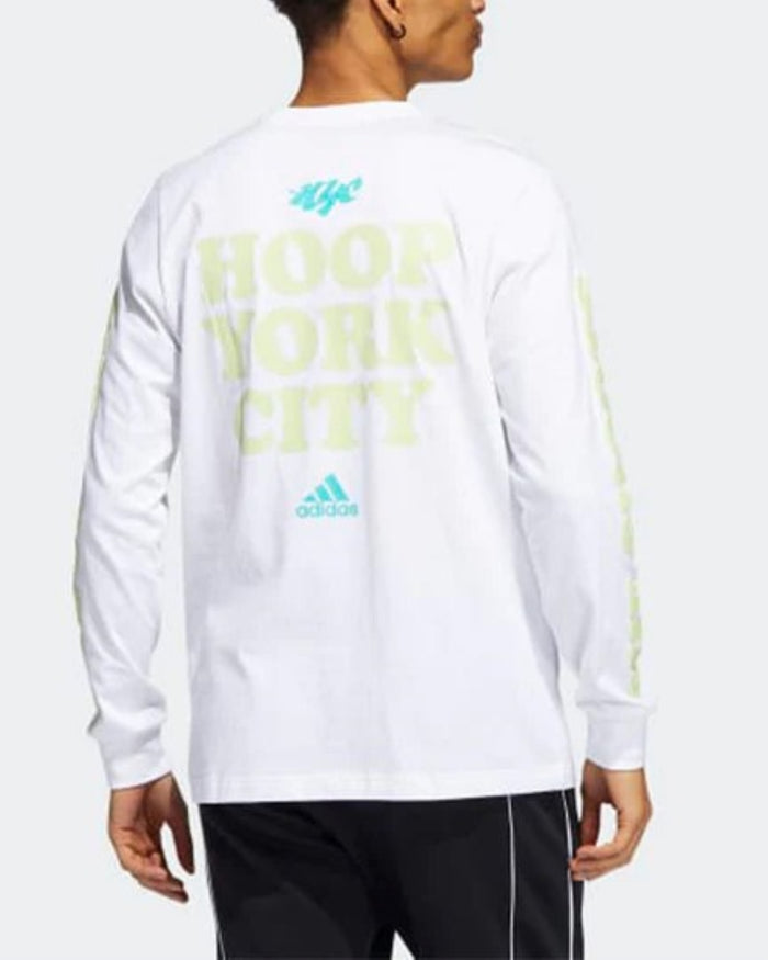 Adidas Mens Hyc Long Sleeve Graphic Tee White