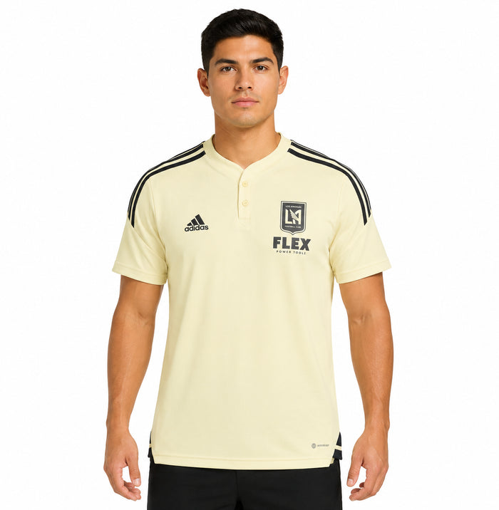 Adidas Mens Los Angeles Football Club Con22 Polo Short sleeve Polo Shirt, MLS, Sanbei/Black