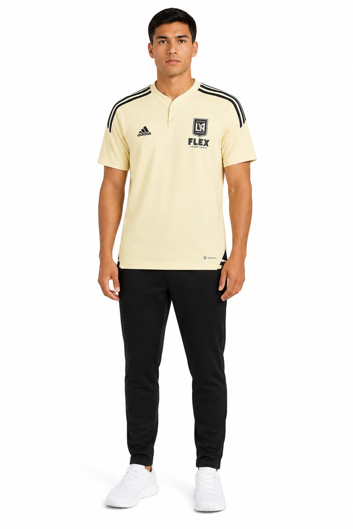 Adidas Mens Los Angeles Football Club Con22 Polo Short sleeve Polo Shirt, MLS, Sanbei/Black