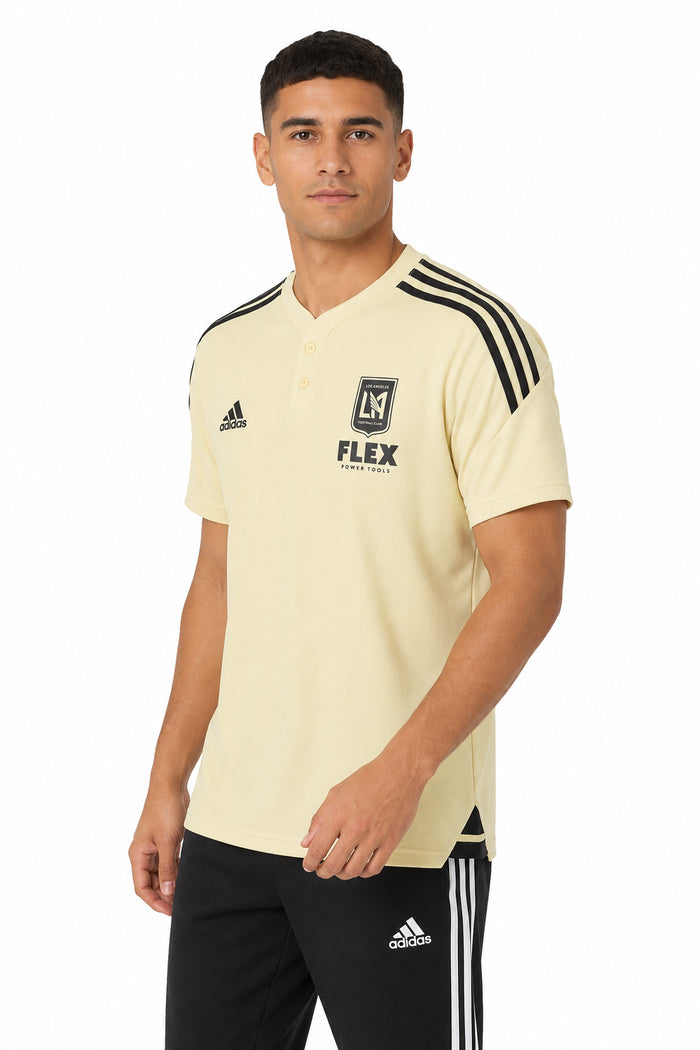 Adidas Mens Los Angeles Football Club Con22 Polo Short sleeve Polo Shirt, MLS, Sanbei/Black