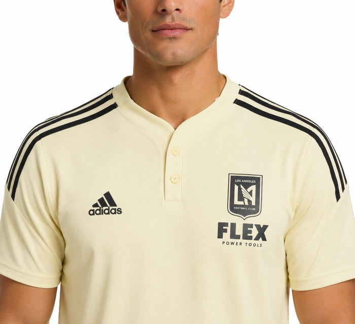 Adidas Mens Los Angeles Football Club Con22 Polo Short sleeve Polo Shirt, MLS, Sanbei/Black