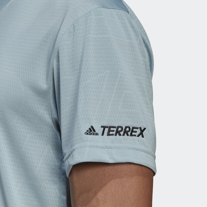 adidas Men's Terrex Made to Be Remade Hiking Tee, Grey Blue