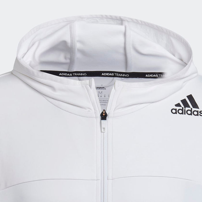adidas mens Training All Oversize Printed Hooded Jacket White