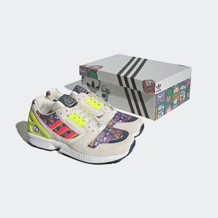 Adidas Men's ZX 8000 Low Shoes, Chalk White/Solar Pink/Team Semi Sol Yellow