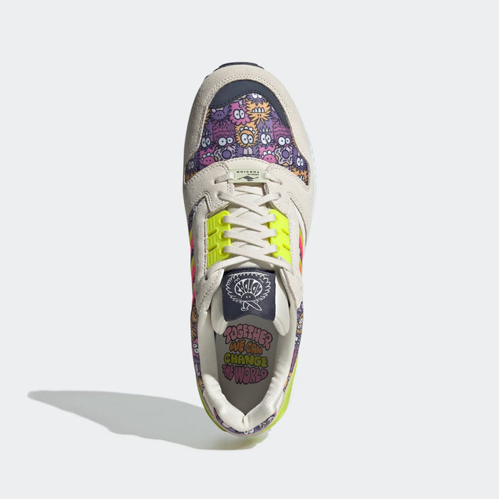 Adidas Men's ZX 8000 Low Shoes, Chalk White/Solar Pink/Team Semi Sol Yellow