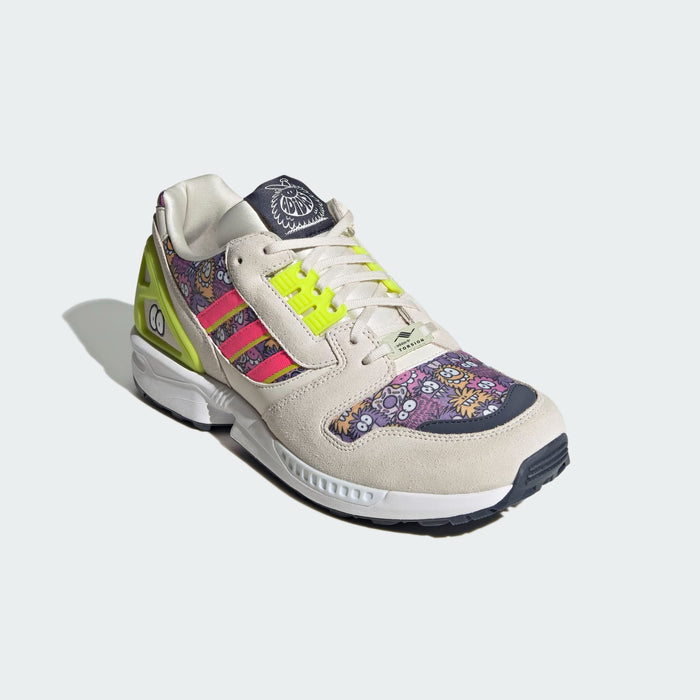 Adidas Men's ZX 8000 Low Shoes, Chalk White/Solar Pink/Team Semi Sol Yellow