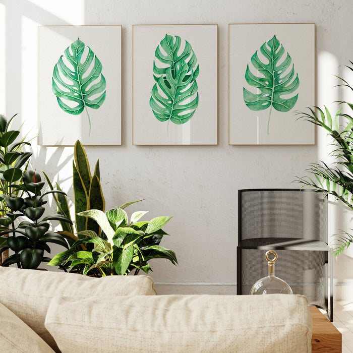 Monstera Leaf Artwork No 3 | Green Botanical Wall Art - Framed