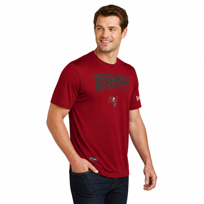 New Era NFL Men's Scoreboard Short Sleeve Poly Dri-tek Tee Buccaneers Dark Red