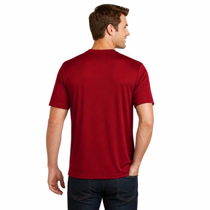 New Era NFL Men's Scoreboard Short Sleeve Poly Dri-tek Tee Buccaneers Dark Red