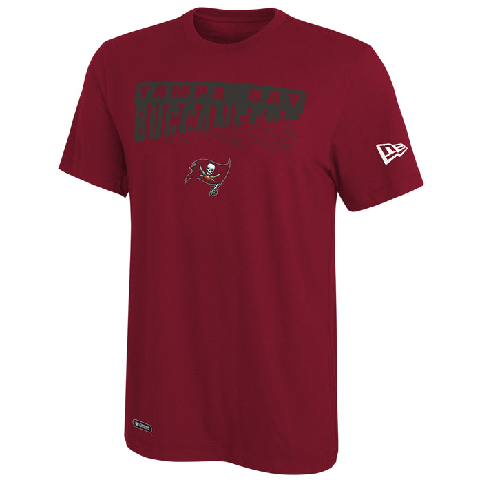 New Era NFL Men's Scoreboard Short Sleeve Poly Dri-tek Tee Buccaneers Dark Red