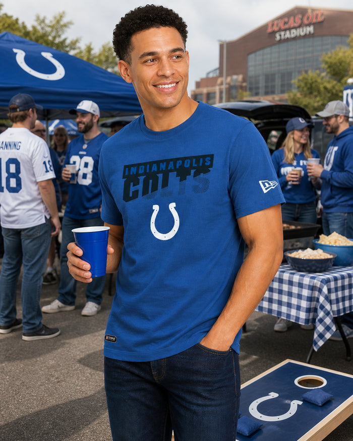 New Era NFL Men's Scoreboard Short Sleeve Poly Dri-tek Tee Colts Speed Blue
