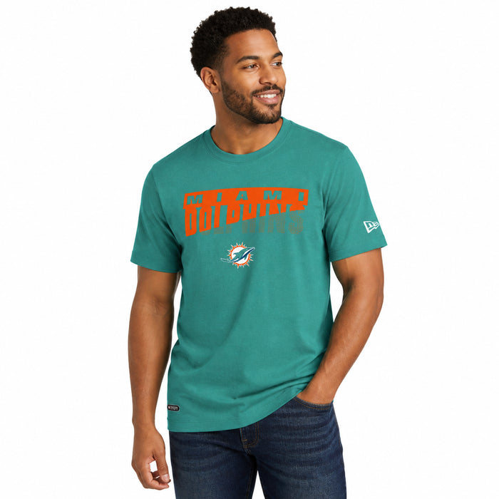 New Era NFL Men's Scoreboard Short Sleeve Poly Dri-tek Tee Dolphins Aqua