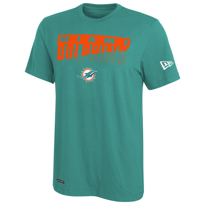 New Era NFL Men's Scoreboard Short Sleeve Poly Dri-tek Tee Dolphins Aqua