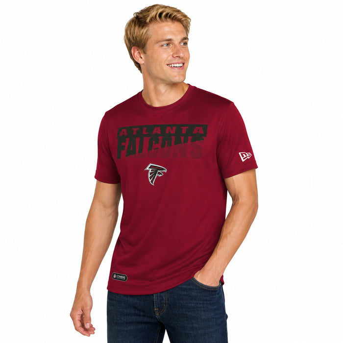 New Era NFL Men's Scoreboard Short Sleeve Poly Dri-tek Tee Falcons Dark Red