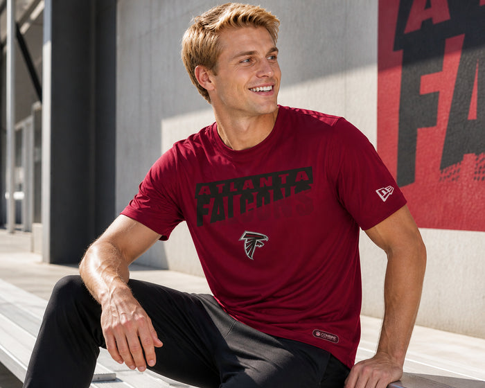 New Era NFL Men's Scoreboard Short Sleeve Poly Dri-tek Tee Falcons Dark Red