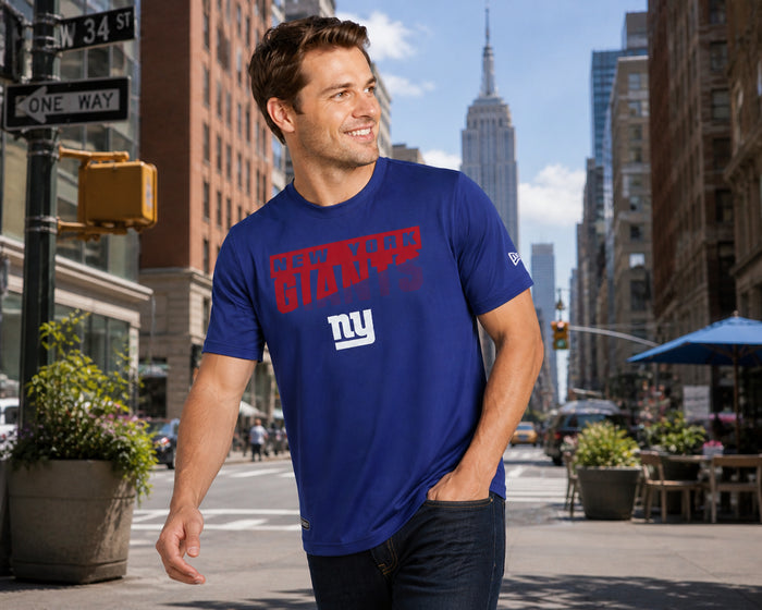 New Era NFL Men's Scoreboard Short Sleeve Poly Dri-tek Tee Giants Royal