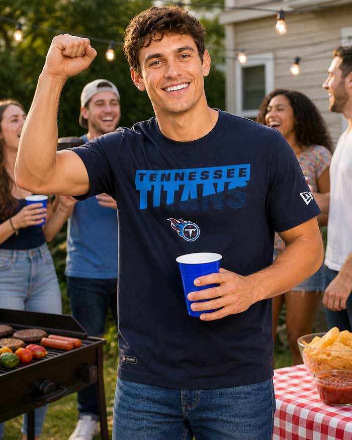 New Era NFL Men's Scoreboard Short Sleeve Poly Dri-tek Tee Titans Navy