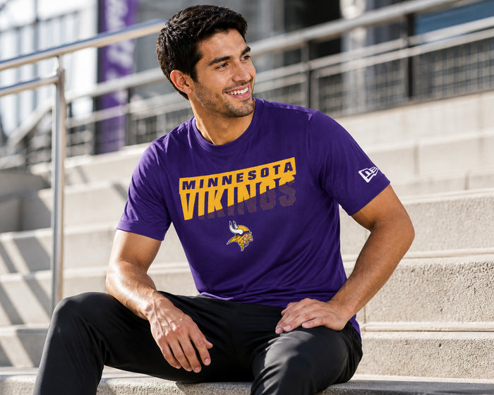 New Era NFL Men's Scoreboard Short Sleeve Poly Dri-tek Tee Vikings Purple