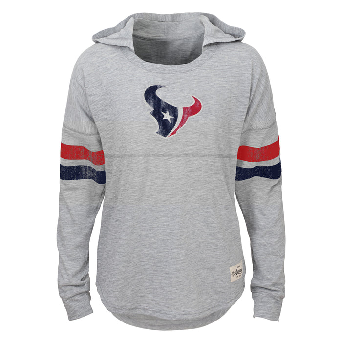 NFL Youth Girls Campus Slouch Hooded Shirt, Houston Texans Grey