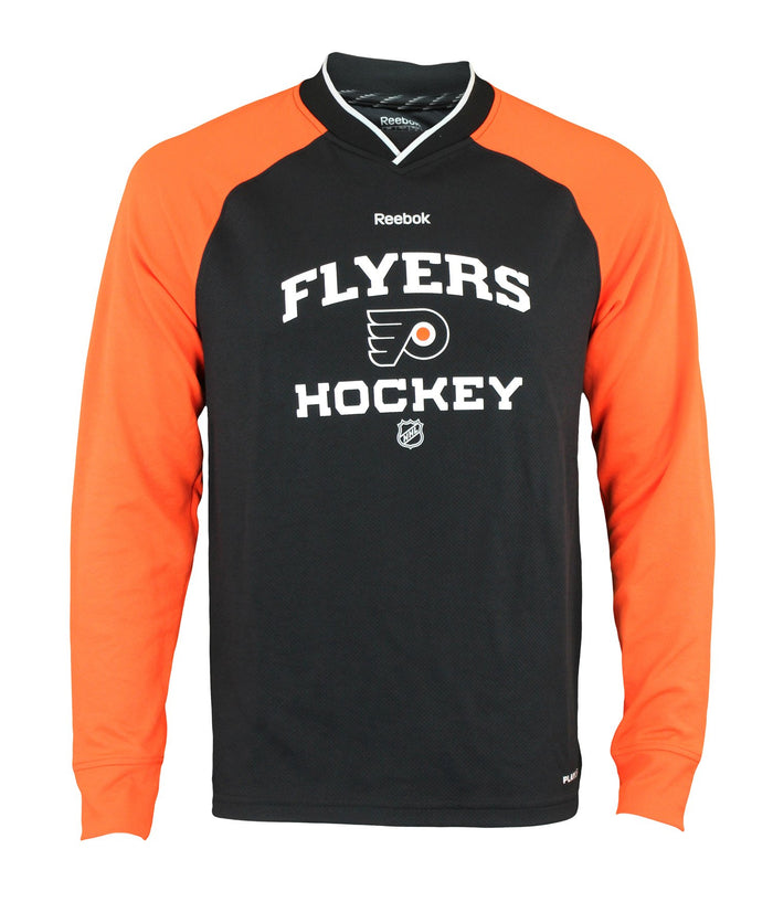 NHL Men's Philadelphia Flyers Faceoff Fashion Longlseeve Playdry Shirt, Black