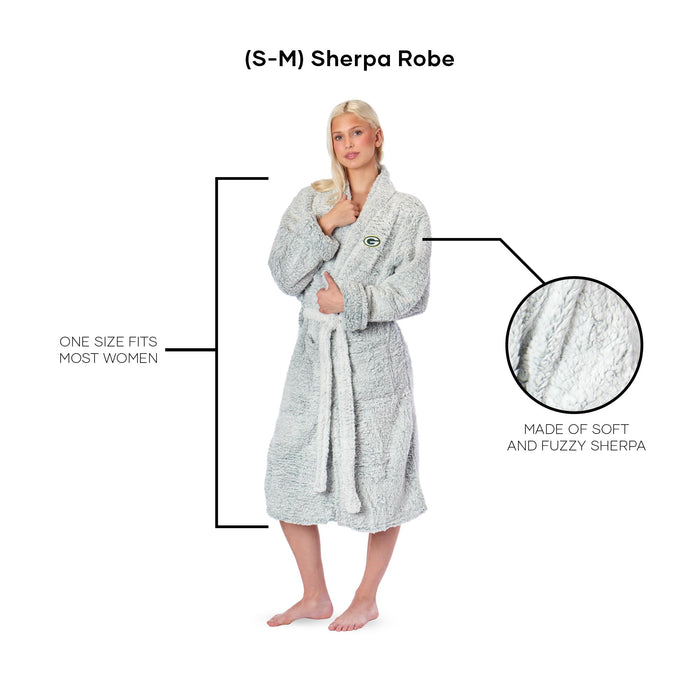 Northwest NFL Green Bay Packers Women's Sherpa Bath Robe, 25" x 47", Gray