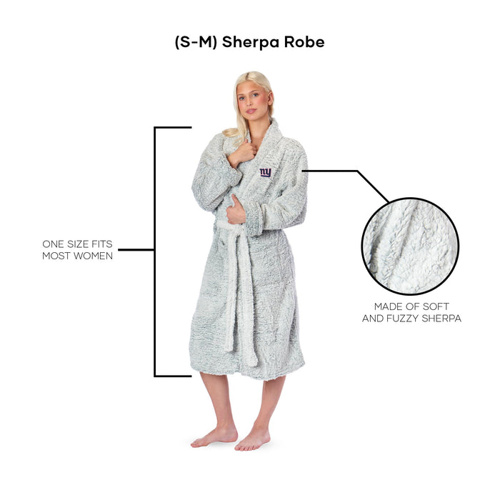 Northwest NFL New York Giants Women's Sherpa Bath Robe, 25" x 47", Gray