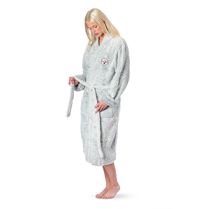 Northwest NFL Pittsburgh Steelers Women's Sherpa Bath Robe, 25" x 47", Gray