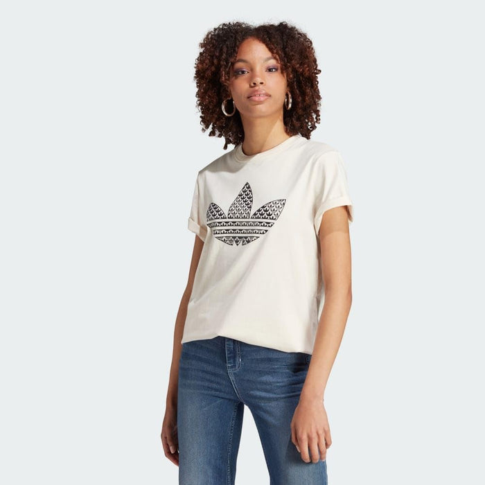 adidas Originals Trefoil Monogram Infill T-Shirt Wonder White