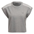 adidas Originals Womens Blue Version Waffle Crop Tee, Core Heather