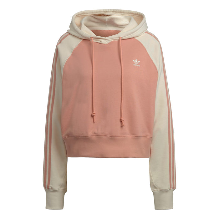 adidas Originals Womens Collegiate Cropped Cotton French Terry Hoodie, Ambient Blush