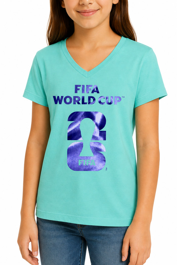 Outerstuff FIFA World Cup 2026 Kids Girls 4-14 V-Neck Tee, Red