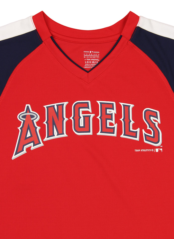 Outerstuff MLB Los Angeles Angels Boys Youth Short Sleeve V-Neck Team Color Jersey T-Shirt