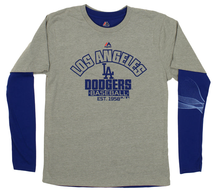 Outerstuff MLB Los Angeles Dodgers Boys Youth Crack of The Bat Long and Short Sleeve T-Shirt Combo Pack