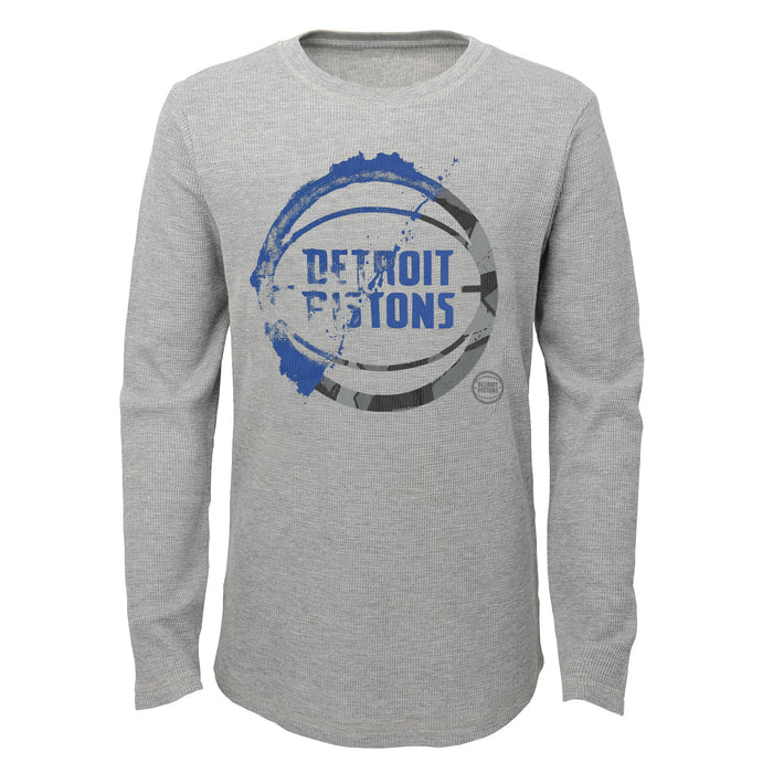 Outerstuff NBA Boys Detroit Pistons Black Out Long Sleeve Waffle Knit