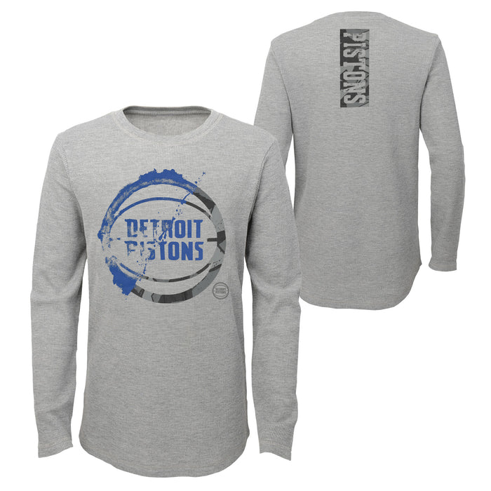 Outerstuff NBA Boys Detroit Pistons Black Out Long Sleeve Waffle Knit