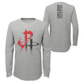 Outerstuff NBA Boys Houston Rockets Black Out Long Sleeve Waffle Knit