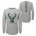 Outerstuff NBA Boys Milwaukee Bucks Black Out Long Sleeve Waffle Knit