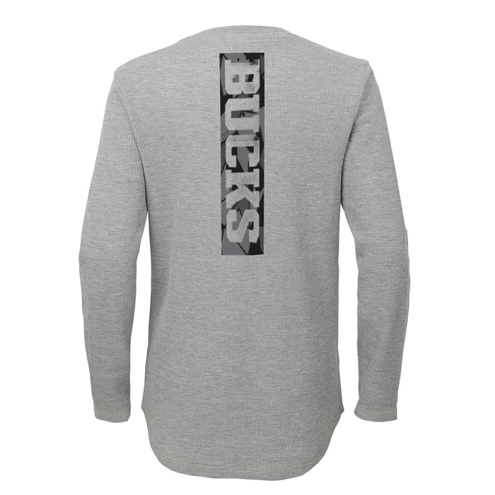 Outerstuff NBA Boys Milwaukee Bucks Black Out Long Sleeve Waffle Knit