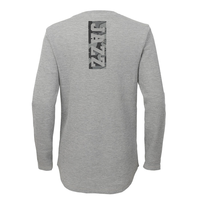 Outerstuff NBA Boys Utah Jazz Black Out Long Sleeve Waffle Knit