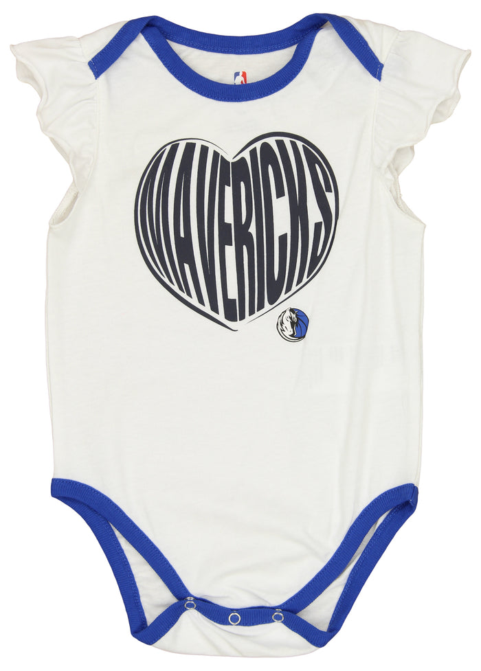 Outerstuff NBA Dallas Mavericks Infants Short Sleeve Creeper Bodysuit, Shorts, and Headband Set