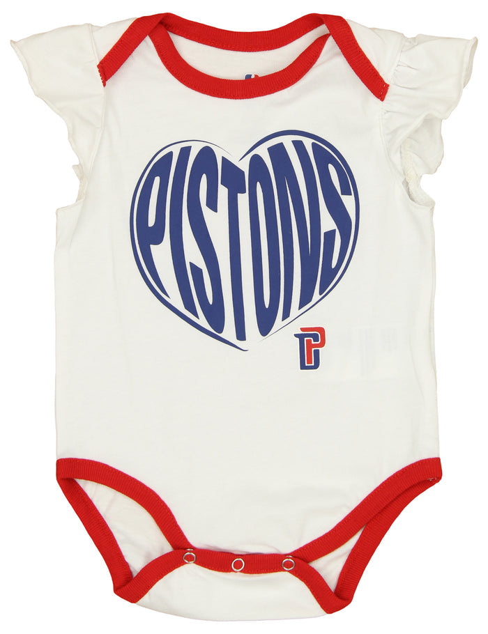 Outerstuff NBA Detroit Pistons Newborn Short Sleeve Creeper Bodysuit, Shorts, and Headband Set